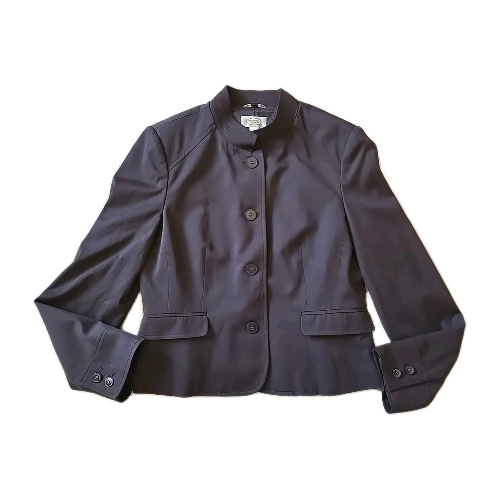 Talbots Button Front Blazer Jacket Women 8 Brown Lined Career Workwear Preppy